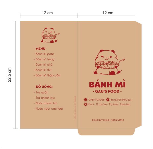 In túi bánh mì giấy Kraft